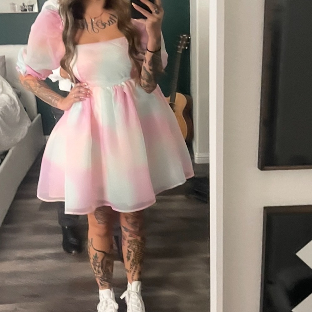 Pastel sorbet poof dress and Bell Sleeves